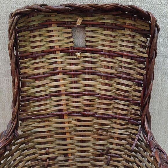 Wicker Cornucopia Basket Painted Fall Leaves Hanging Wall Pocket Decor Piece - Picture 4 of 10